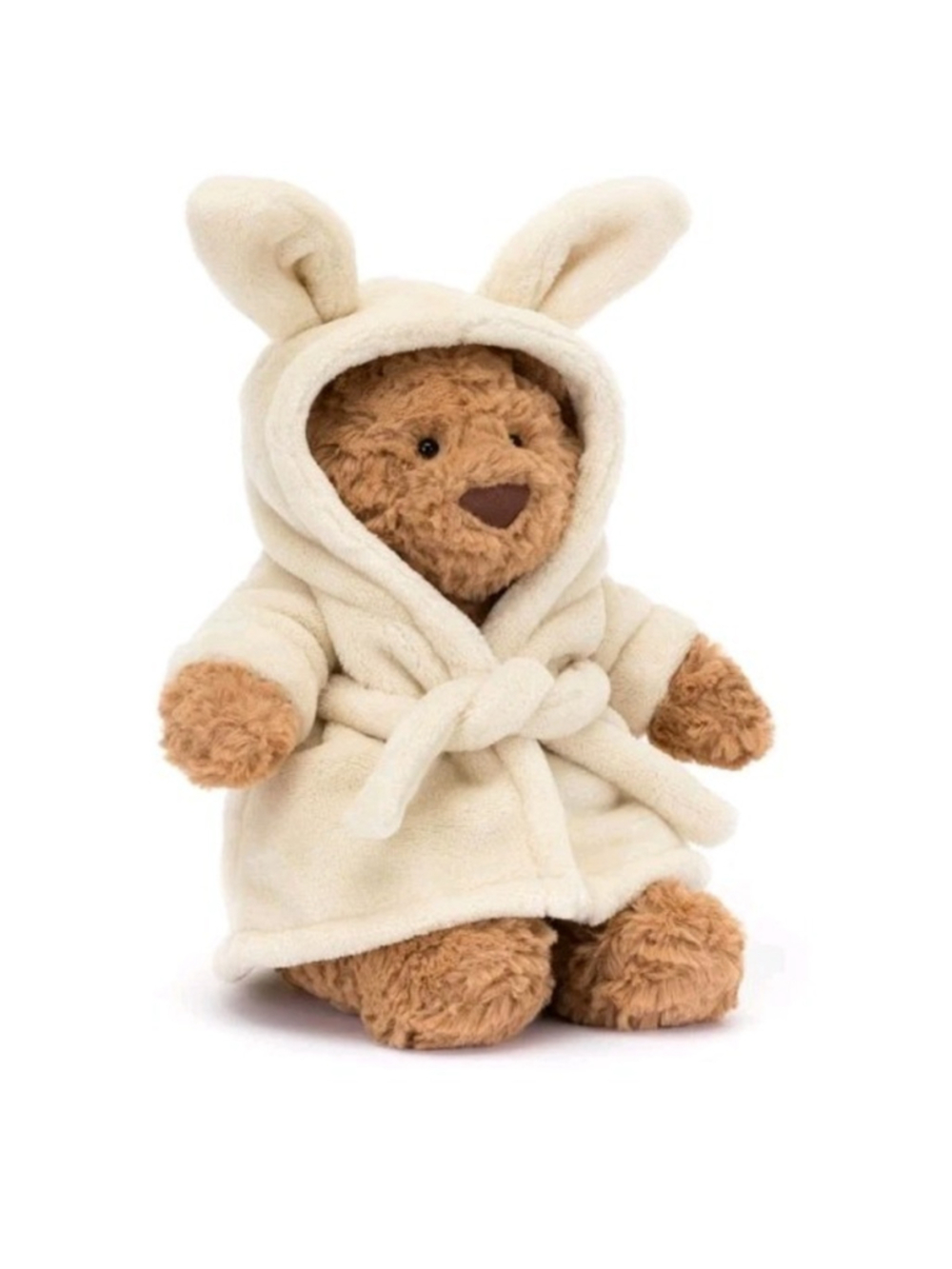 Jellycat Bathrobe Bartholomew Bear 10" Plush Teddy Bear Cream Robe Authentic